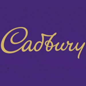 Cadbury's logo on their trade marked purple background.