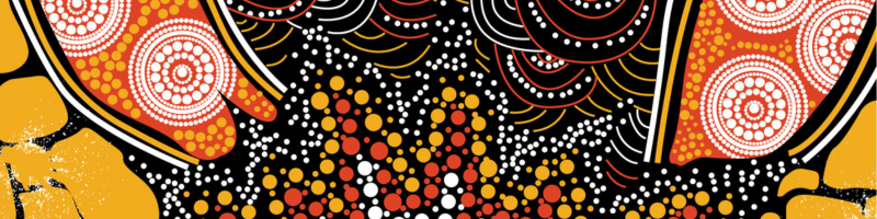yellow and red dot indigenous art