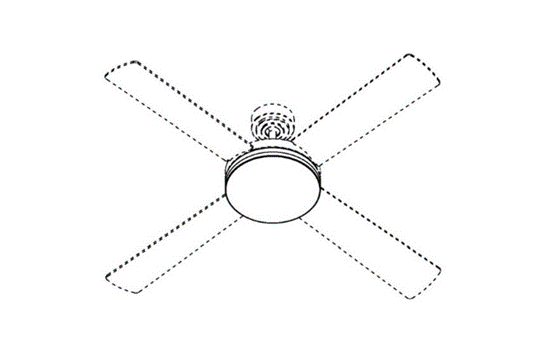 Drawing of a ceiling fan highlighting the SoND 